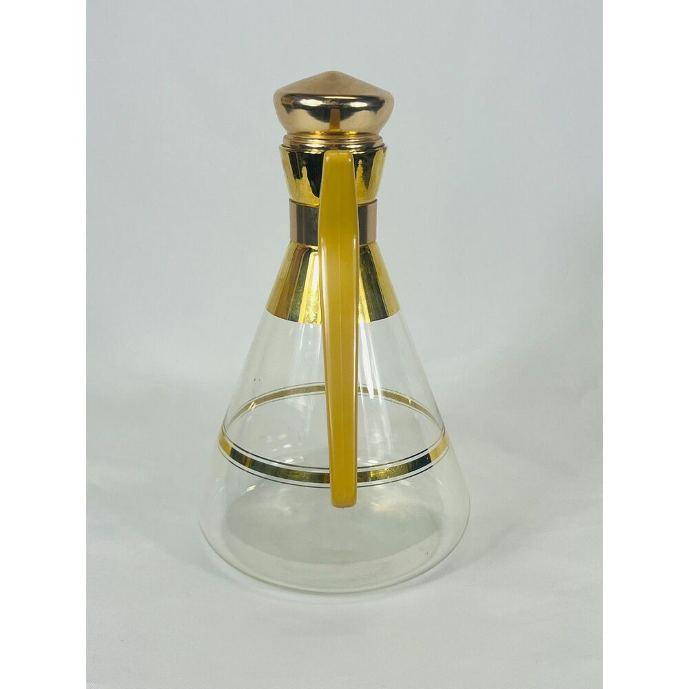 MCM Empress Glass Coffee Pot Carafe 22 KT Gold Decoration Mid Century Pitcher - Picture 3 of 8